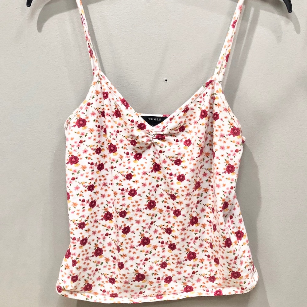 White Floral Tank Top